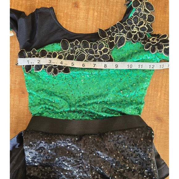 Weissman green and black dance costume child size medium - Picture 5 of 9